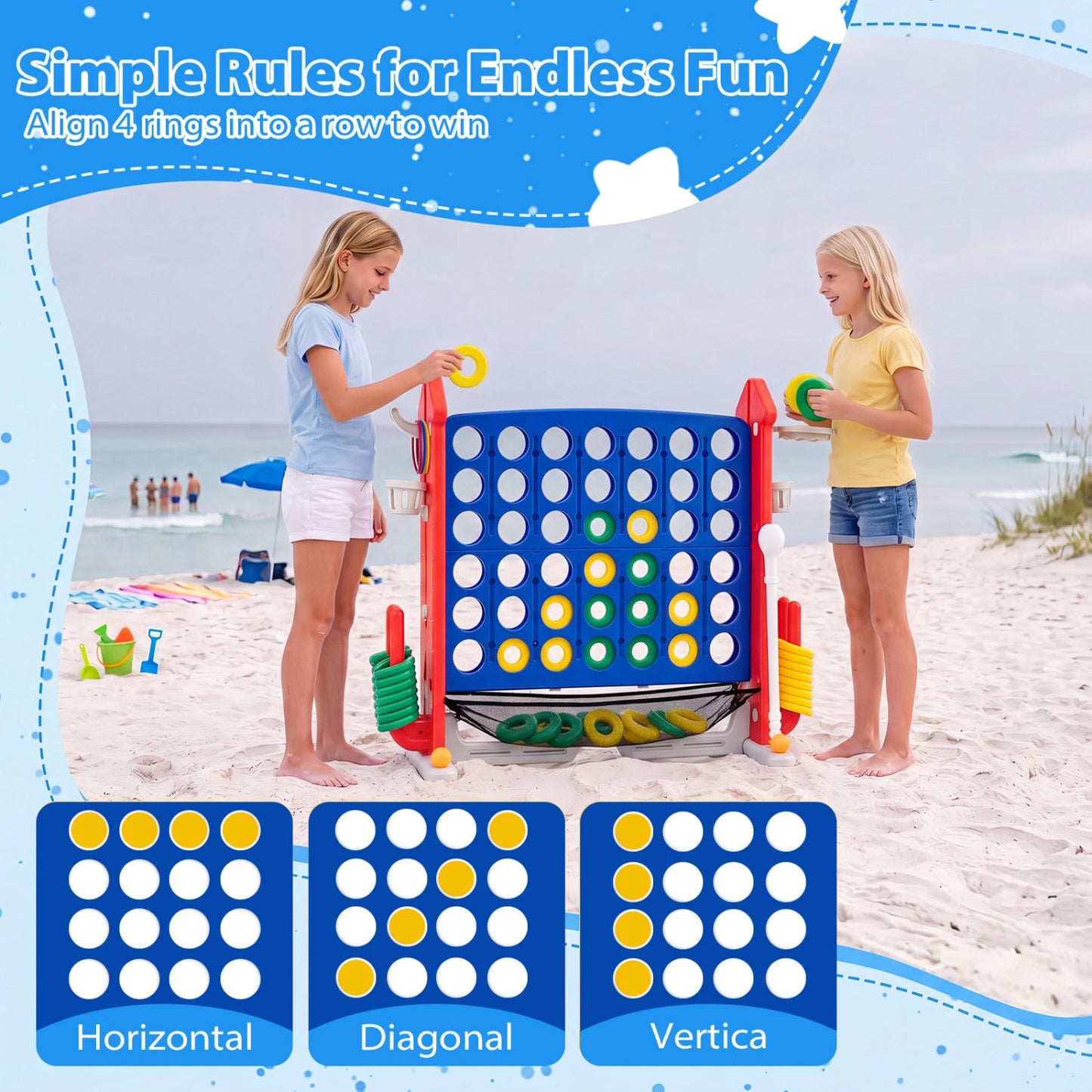 4-in-1 Adjustable Height Connect Game with Carry Bag
