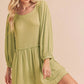 Aemi + Co Frill Round Neck Long Sleeve Romper with Pockets