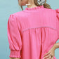 Umgee Textured Puff Sleeve Midi Dress