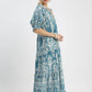 Umgee Two tone Border Print Midi Dress