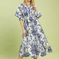 Umgee Mix Floral Border Midi Dress with Pockets