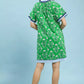 Umgee Printed Split Neck Short Sleeve Shift Dress