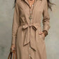 Full Size Tie Waist Long Sleeve Shirt Dress Plus Size