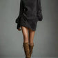 Turtleneck Lantern Sleeve Mini Dress with Pockets