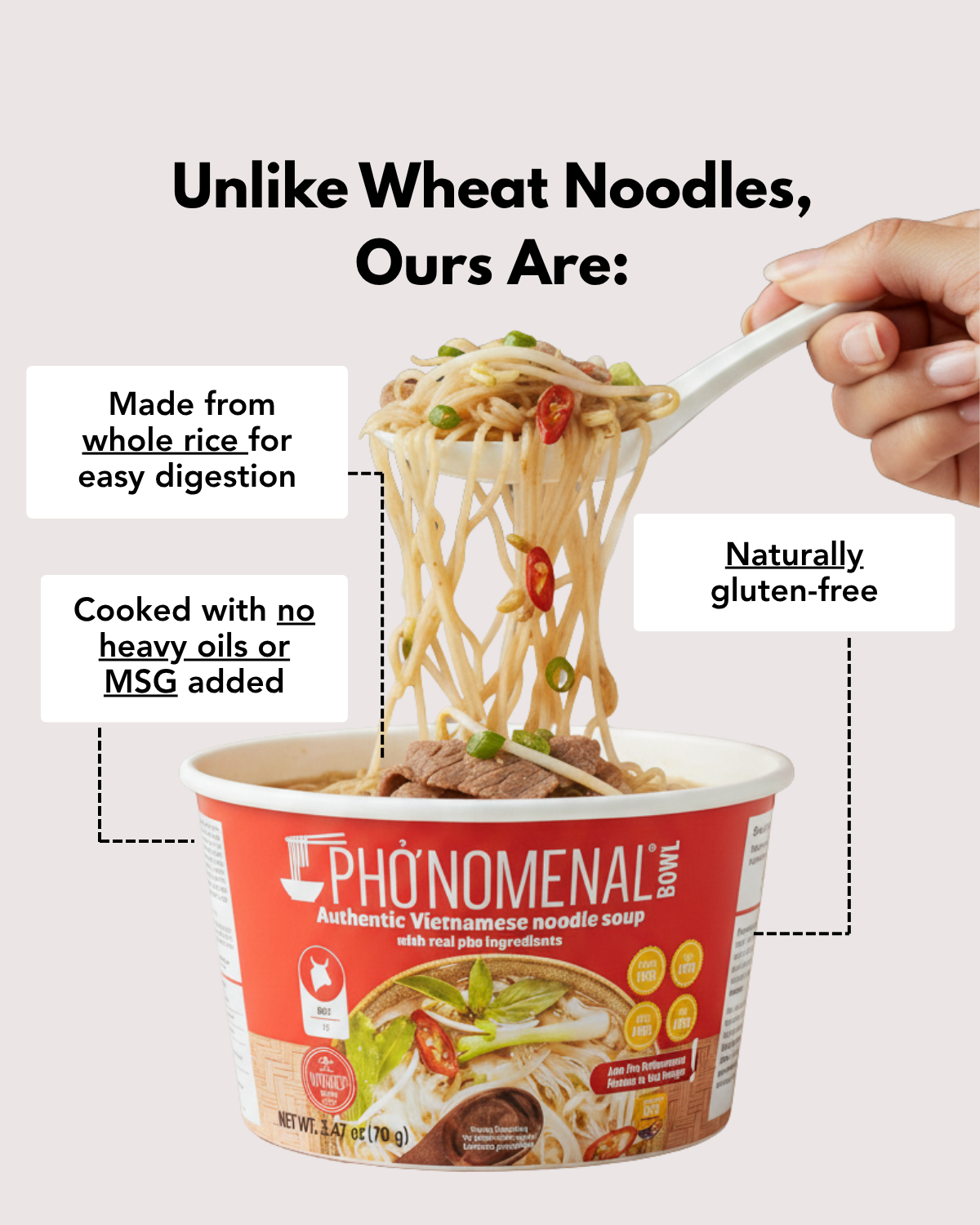 Pho’nomenal Bowl Instant Chicken Pho (Case of 6 Bowls)