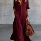 Full Size Button Front Roll-Up Sleeve Maxi Dress Plus Size
