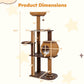 59.5 Inch Cat Tree Multi-Level Cat Tower with PE Rattan Cat Condo and Top Perch