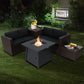 5 Piece Patio Furniture Set with 50000 BTU Propane Fire Pit Table