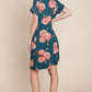 BOMBOM Floral Round Neck Short Tee Dress with Pockets