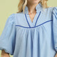 Umgee Seersucker Puff Sleeve Dress