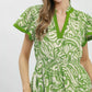 Umgee Paisley Print Midi Dress with Side Pockets
