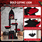 63 Inch Gothic Cat Tree with Condo and Top Cave for Large Cats 20+ LBS