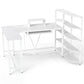 63" U-Shaped Computer Desk with Power Outlets & Bookshelf