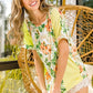 BiBi Floral W Stripe Color Block Dolman Sleeves Top