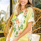 BiBi Floral W Stripe Color Block Dolman Sleeves Top