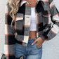 Plaid Button-Down Crop Jacket