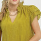 Umgee Lace Trim Ruffle Top