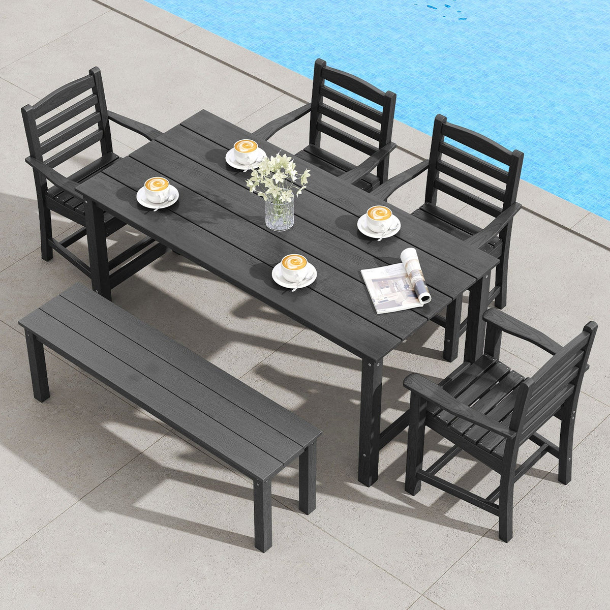 Rubber Wood Dining Chairs Set of 2 with Hollowed Backrest