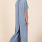 Mittoshop Button Detail Short Sleeve Wide Leg Jumpsuit