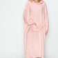 Double Take Full Size Pocketed Hooded Midi Lounge Dress