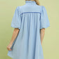 Umgee Seersucker Puff Sleeve Dress