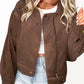 Corduroy Cropped Bomber Jacket