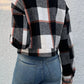 Plaid Button-Down Crop Jacket