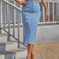 Button-Front Denim Skirt