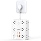 16-in-1 Power Strip – 12 AC Outlets & 4 USB Ports, White