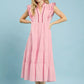 Umgee Seersucker Ruffle Sleeve Tiered Midi Dress