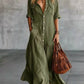 Full Size Button Front Roll-Up Sleeve Maxi Dress Plus Size