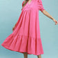 Umgee Textured Puff Sleeve Midi Dress
