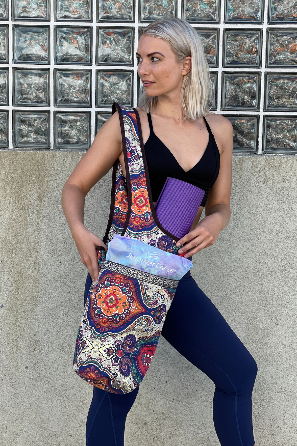 JupiterGear Yoga Mat Carrying Tote Bag with Large Size Pockets | Multipurpose and Fit Most Size Mats