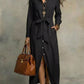 Full Size Tie Waist Long Sleeve Shirt Dress Plus Size