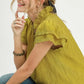 Umgee Lace Trim Ruffle Top
