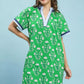 Umgee Printed Split Neck Short Sleeve Shift Dress