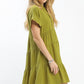 Umgee Linen Mini Dress with Scallop Trim