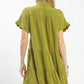 Umgee Linen Mini Dress with Scallop Trim