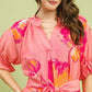 Umgee Floral Flounce Sleeve Midi Dress with Belted