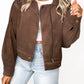 Corduroy Cropped Bomber Jacket
