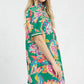 Umgee Jacquard Paisley Print Puff Sleeve Tunic Dress