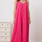 Double Take Full Size Ruffle Trim Tie Back Cami Jumpsuit with Pockets