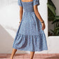 Floral Smocked Square Neck Midi Dress