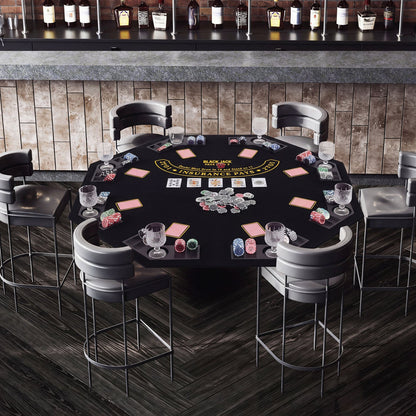 8-Player Foldable Poker Table Top with Cup Holders