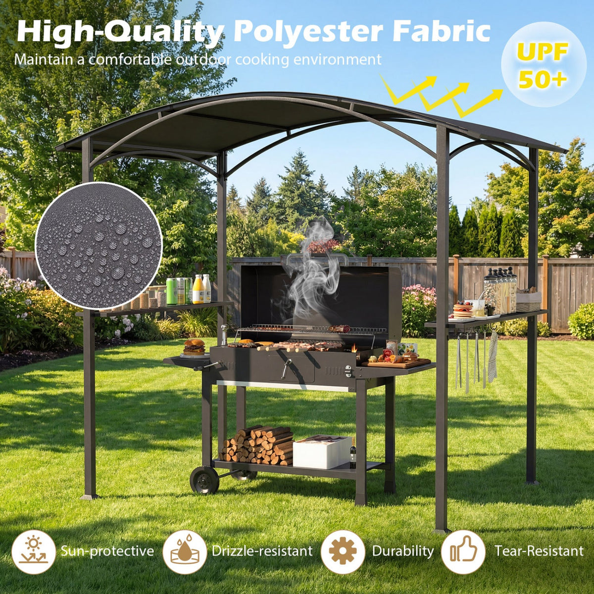 8 x 5 x 7 FT Grill Gazebo Outdoor BBQ Canopy with Metal Frame