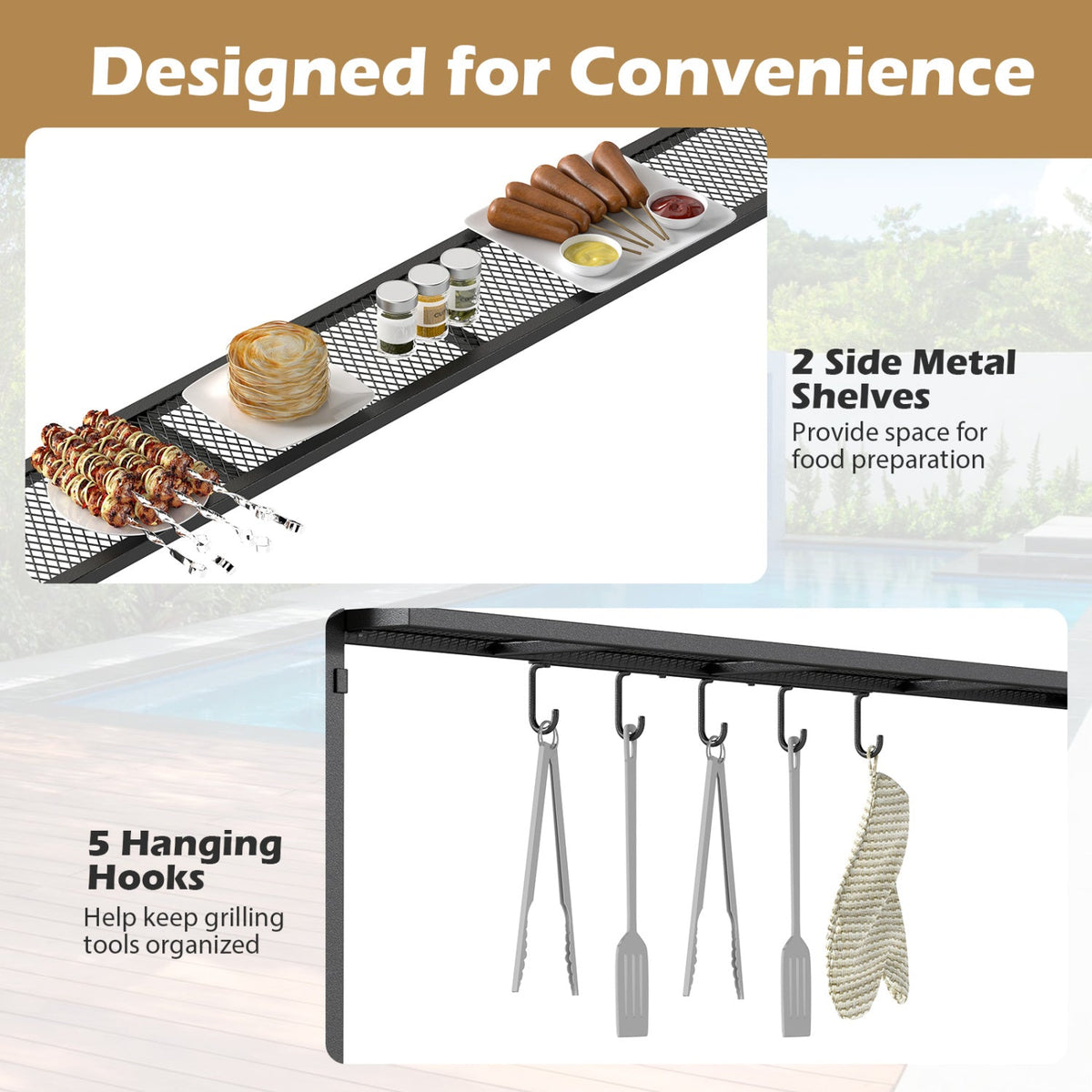 8 x 5 x 7 FT Grill Gazebo Outdoor BBQ Canopy with Metal Frame