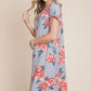 BOMBOM Floral Round Neck Short Tee Dress with Pockets
