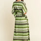 Davi & Dani Multi Color Wavy Tie Waist Flowy Sleeve Dress