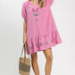 Umgee Embroidered Floral Babydoll Dress