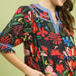Umgee Floral Tiered Puff Sleeve Dress